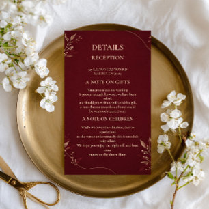 Burgundy Gold Botanical Enclosure Card