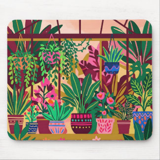 Burgundy Gold Botanical Greenhouse Mousepad