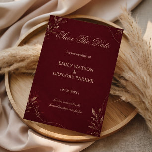 Burgundy Gold Botanical Save The Date