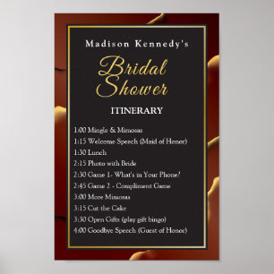 Burgundy Gold Bridal Shower 🌿 Elegant Ink  Poster