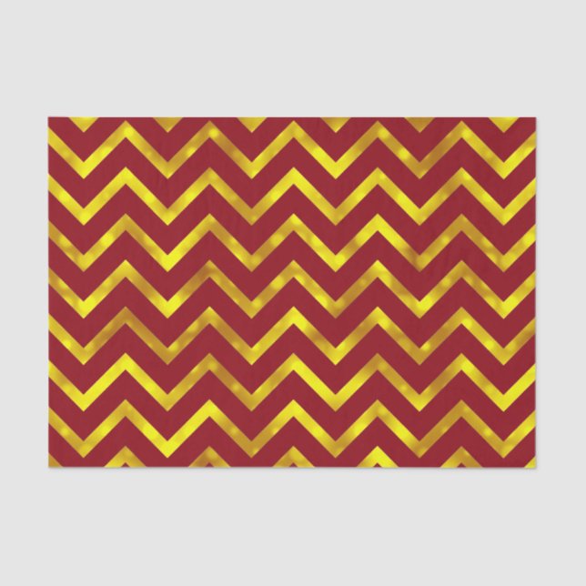 Burgundy gold chevron elegant party tissue paper (Front)