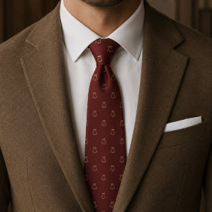 Burgundy Gold Christmas Bells Tie