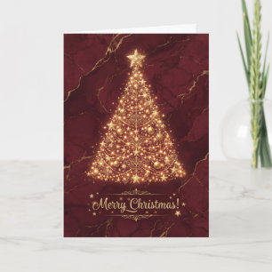 Burgundy Gold Christmas Tree Card
