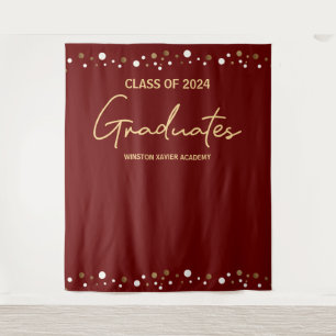 Burgundy Gold Class of 2024 Graduates backdrop Tapestry