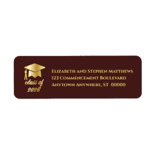 Burgundy   Gold Class of 2026 Graduation Cap Label