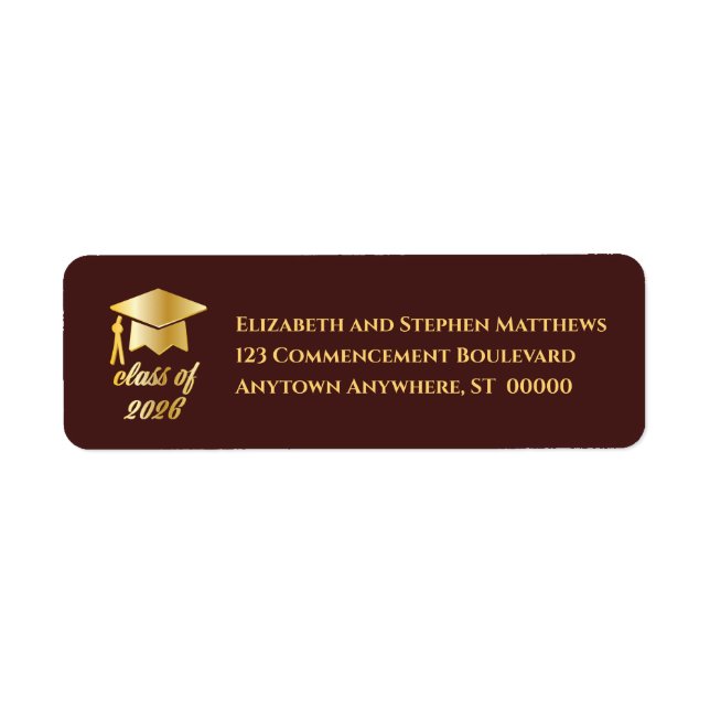 Burgundy | Gold Class of 2026 Graduation Cap Label (Front)