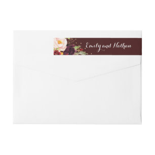 Burgundy Gold Confetti Envelope Belly Band Wrap Around Label