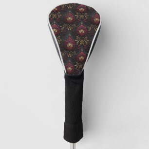 Burgundy Gold Damask Elegance Golf Head Cover