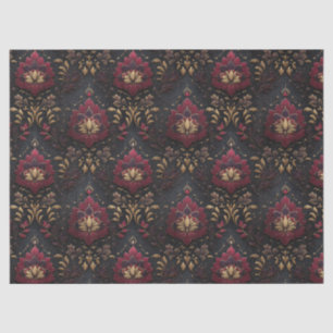 Burgundy Gold Damask Elegance Tissue Paper