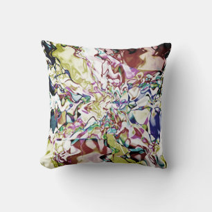 Burgundy Gold Dark Blue Floral Painterly Abstract Cushion