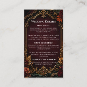 Burgundy & Gold Dark Romance Wedding  Enclosure Card