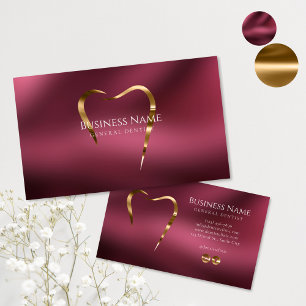 Burgundy & Gold Dentist Business Card