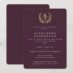 Burgundy/Gold Doctor of Osteopathic Medicine Invitation