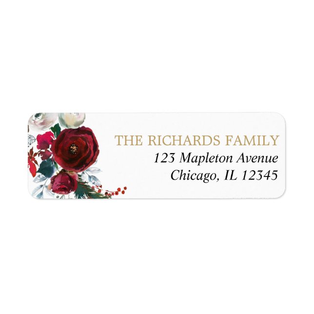 Burgundy gold elegant Christmas floral (Front)