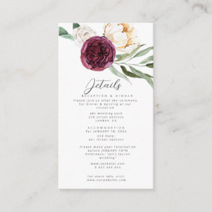 Burgundy Gold- Elegant Floral Luxe wedding Enclosure Card