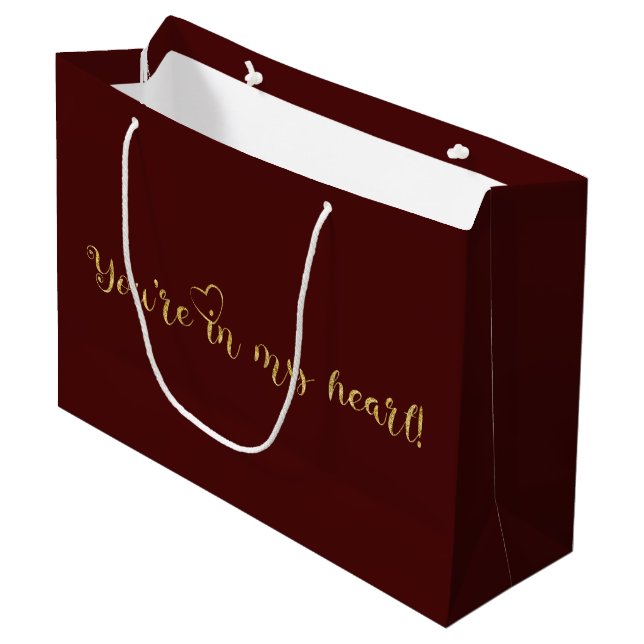  Burgundy & Gold elegant glitter luxury  Large Gift Bag (Front Angled)