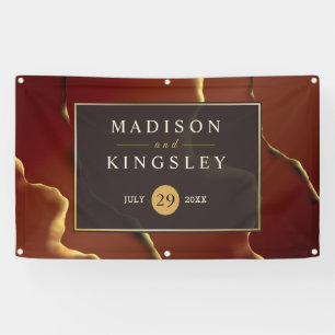 🤵 Burgundy Gold Elegant Inky Abstract Wedding Banner