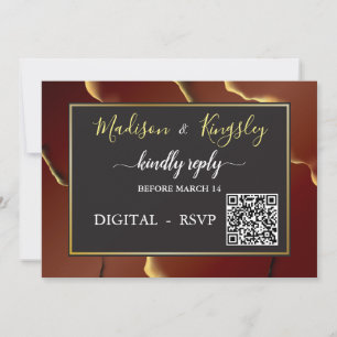 🤵 Burgundy Gold Elegant Inky Abstract Wedding   Invitation