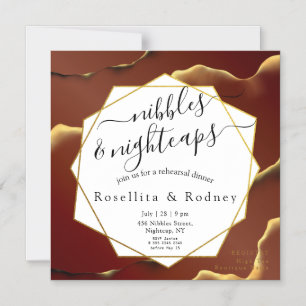 🤵 Burgundy Gold Elegant Inky Abstract Wedding   Magnetic Invitation