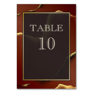 🤵 Burgundy Gold Elegant Inky Abstract Wedding Table Number