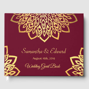 Burgundy Gold Elegant Wedding Guest Book