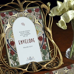 Burgundy Gold Envelope Sign Vintage Wedding Sign