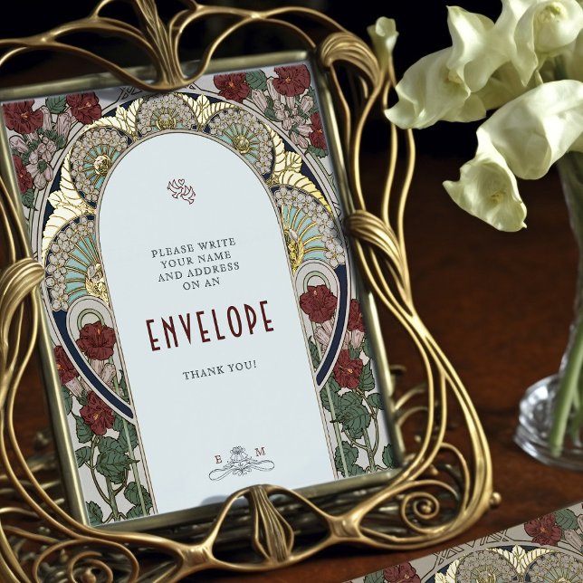 Burgundy Gold Envelope Sign Vintage Wedding Sign (Creator Uploaded)