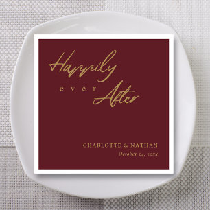 Burgundy Gold Fall Wedding Napkin