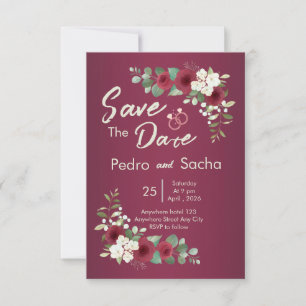 Burgundy Gold Fall Winter Garden Wedding Save the  Date