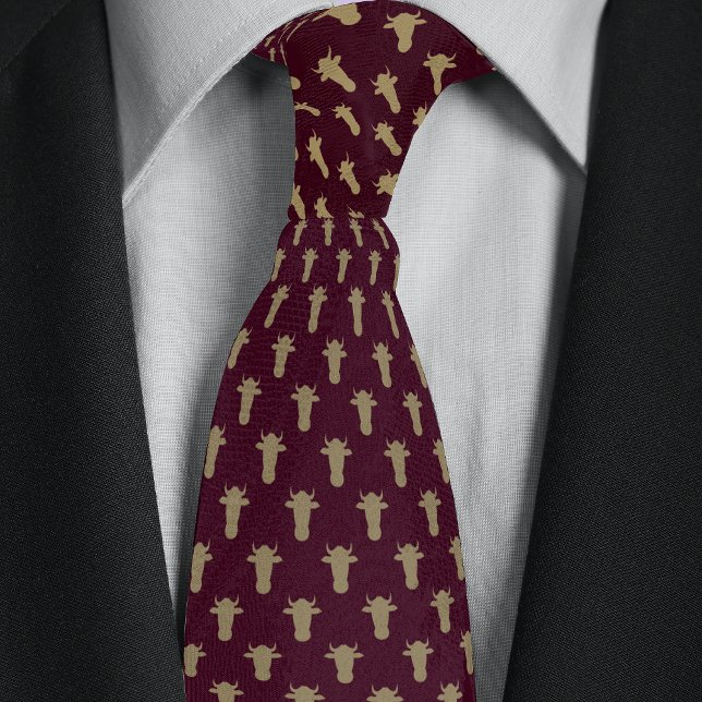 Burgundy & Gold Farmer Rancher Cow Head Tie (Creator Uploaded)