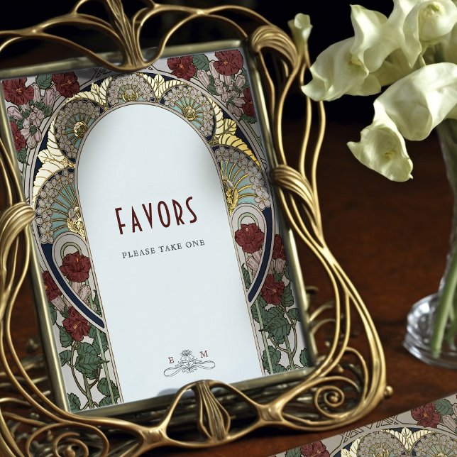 Burgundy Gold Favours Sign Vintage Wedding Sign (Creator Uploaded)