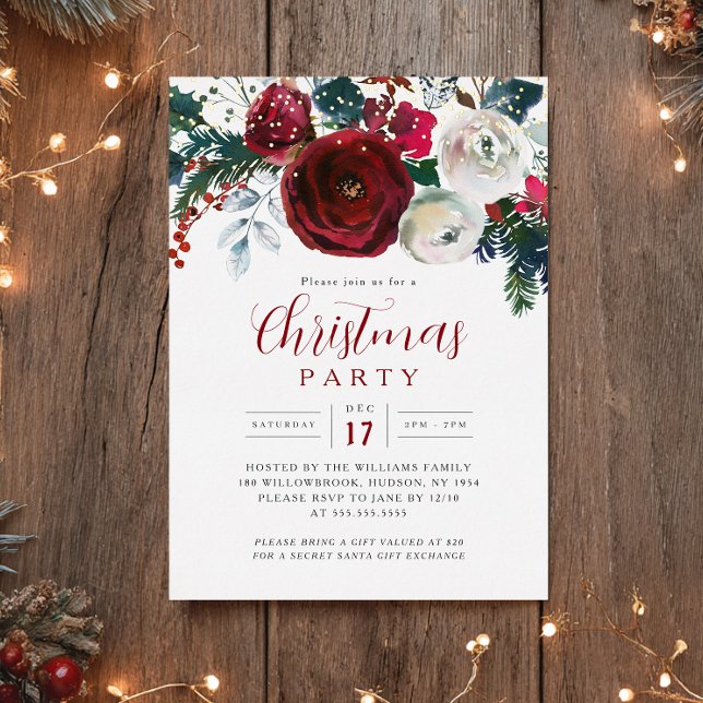 Burgundy Gold Festive Foliage Christmas Party  (Creator Uploaded)
