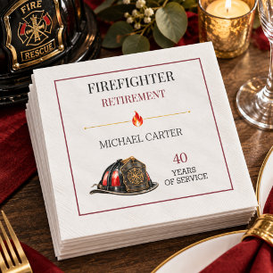 Burgundy Gold Firefighter Helmet Retirement Napkin