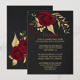 burgundy gold floral black details enclosure card