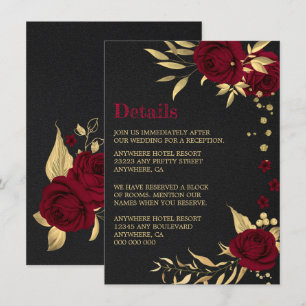 burgundy gold floral black details enclosure card