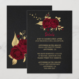 burgundy gold floral black details enclosure card