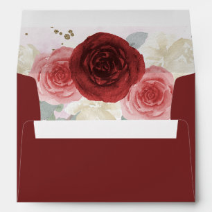 Burgundy Gold Floral Elegant Envelope