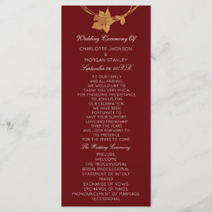 Burgundy Gold Floral Event Wedding Program Maroon1 Programme