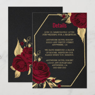 burgundy gold floral geometric black details enclosure card