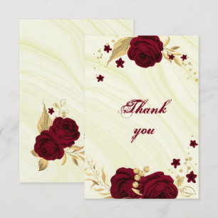 burgundy gold floral marble thank you card