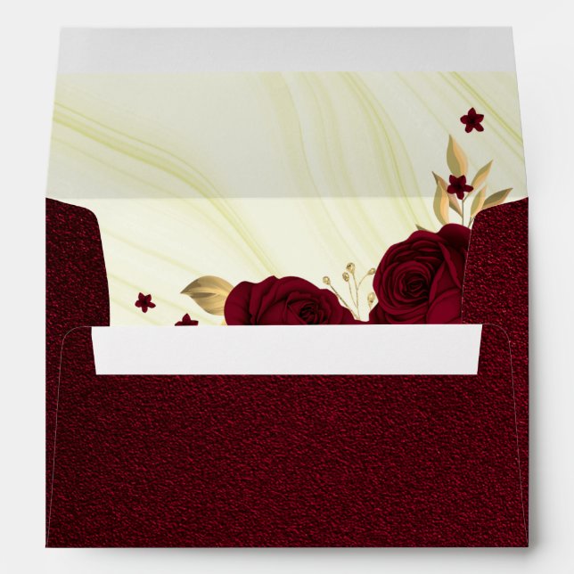 burgundy gold floral marble wedding envelope (Back (Bottom))
