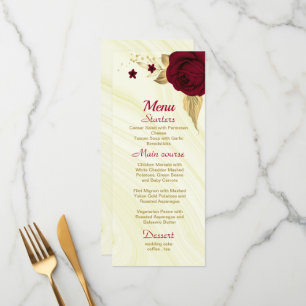 burgundy gold floral marble wedding menu
