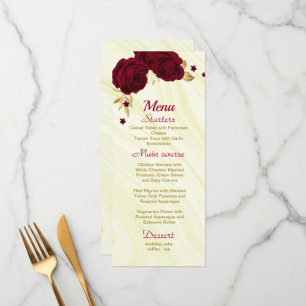 burgundy gold floral marble wedding menu