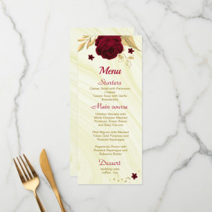 burgundy gold floral marble wedding menu