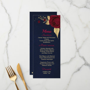 burgundy gold floral navy blue menu