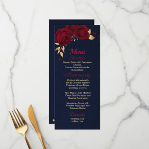 burgundy gold floral navy blue menu