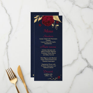 burgundy gold floral navy blue menu