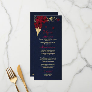 burgundy gold floral navy blue menu