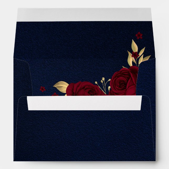 burgundy gold floral navy blue wedding envelope (Back (Bottom))