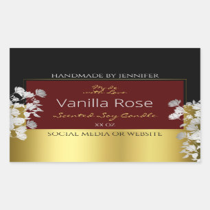 Burgundy Gold Floral Product Labels Silver Flowers